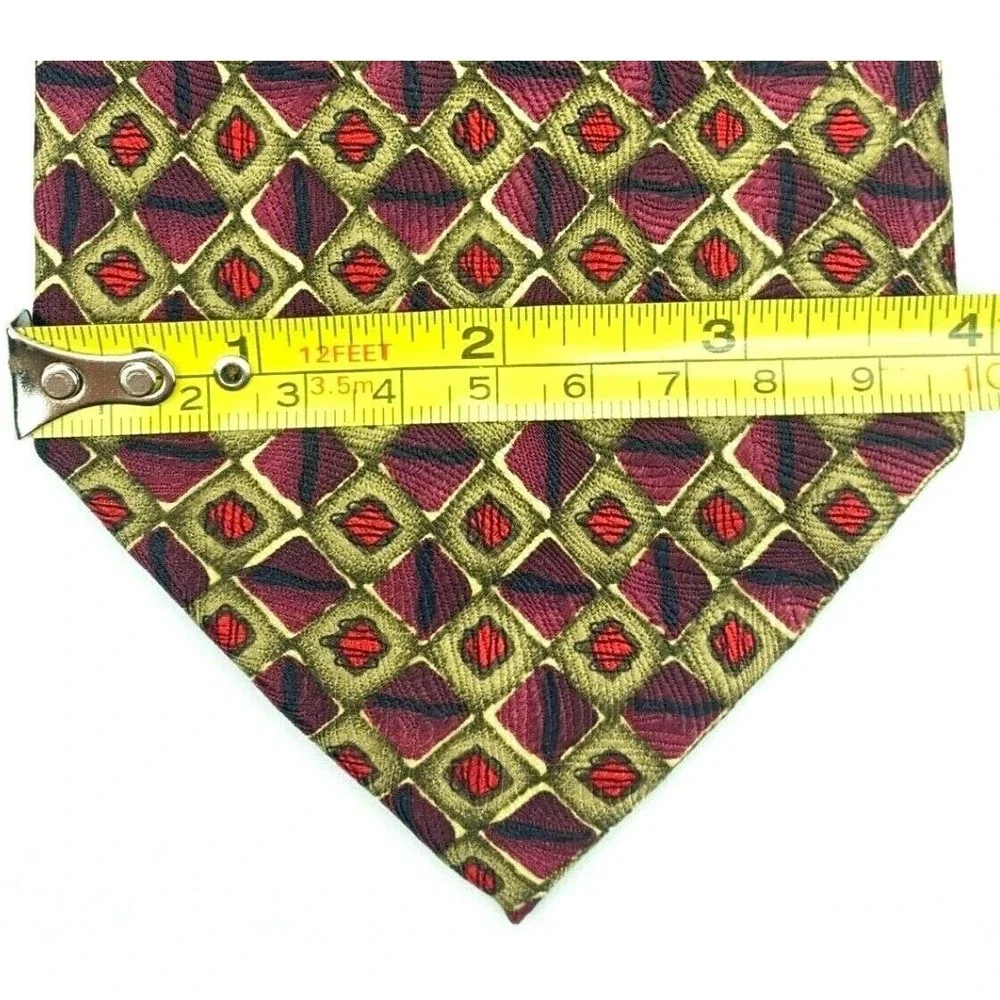 JERRY J GARCIA Tie Burgundy Purple Khaki Brown Red Black Silk Hand Made Necktie